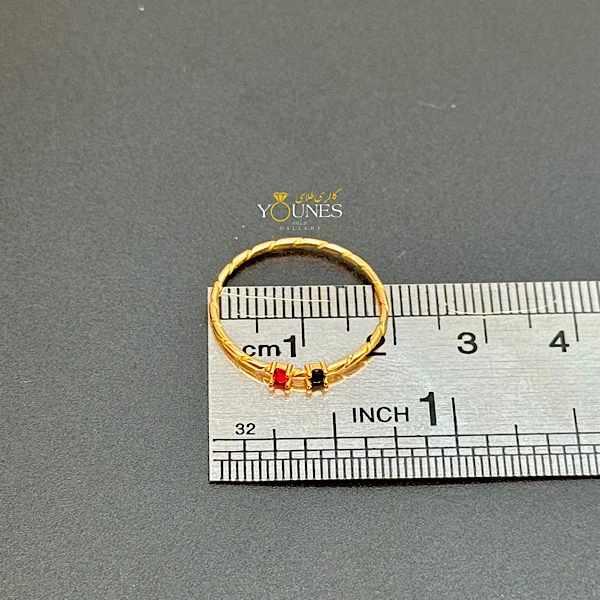 انگشتر مواج قرمز مشکی طلا